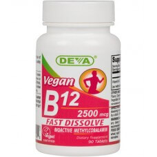 Bottle of Deva brand vegan B12 vitamin