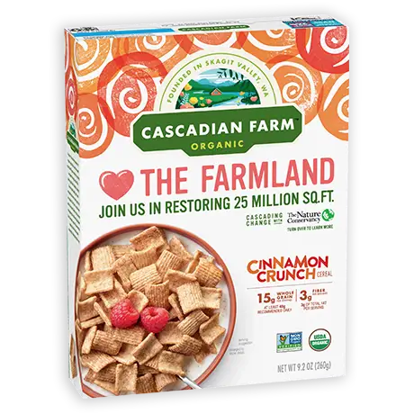 Cascadian Farm Organic Cinnamon Crunch cereal for the vegan cereals article