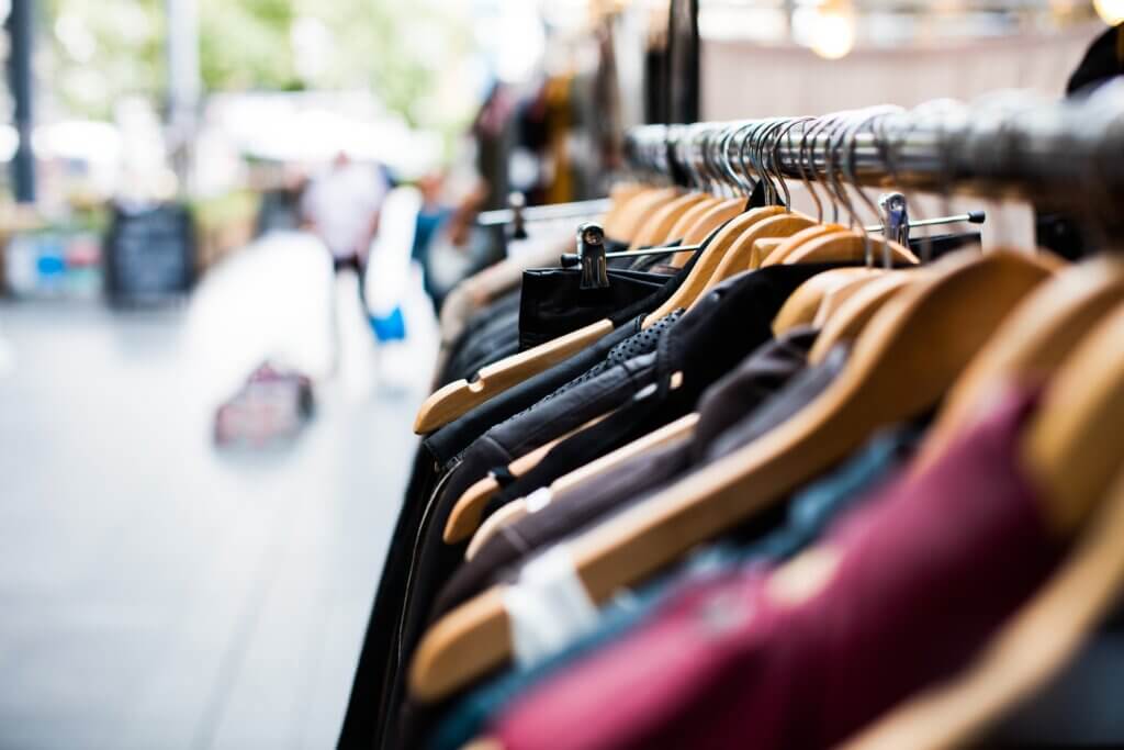 Clothes hanging on a rack