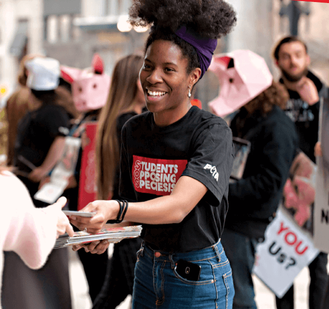 young activist leafletting