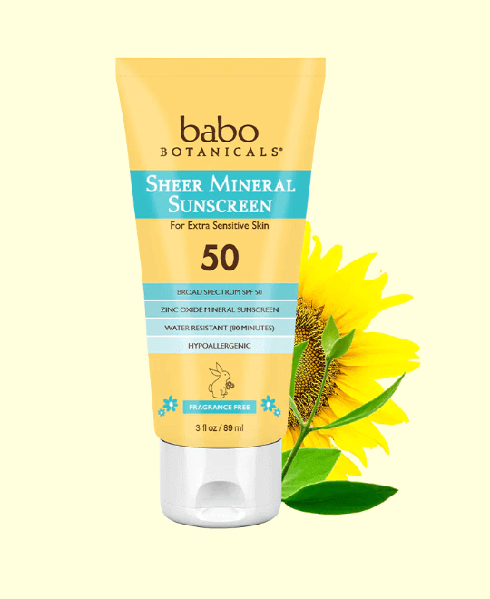 Image from Babo Botanicals website of Babo Botanicals Sheer Mineral Sunscreen Lotion SPF 50