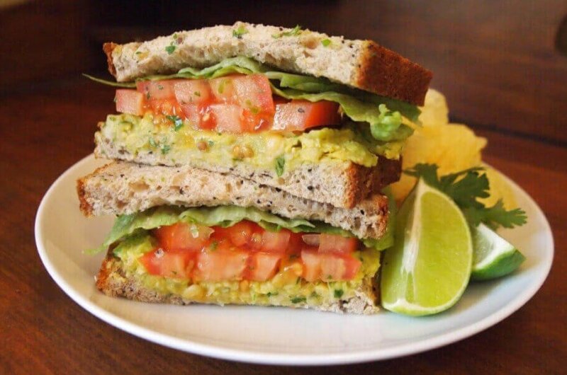 Smashed Chickpea and Avocado Salad Sandwich