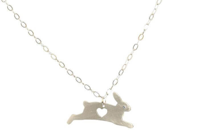 Image from PETA Shop > Trending > Mother's Day of a PETA bunny necklace