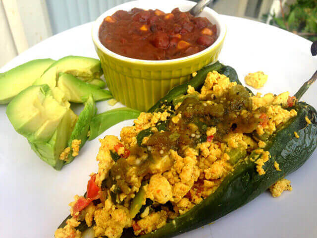 Tofu Scramble–Stuffed Peppers