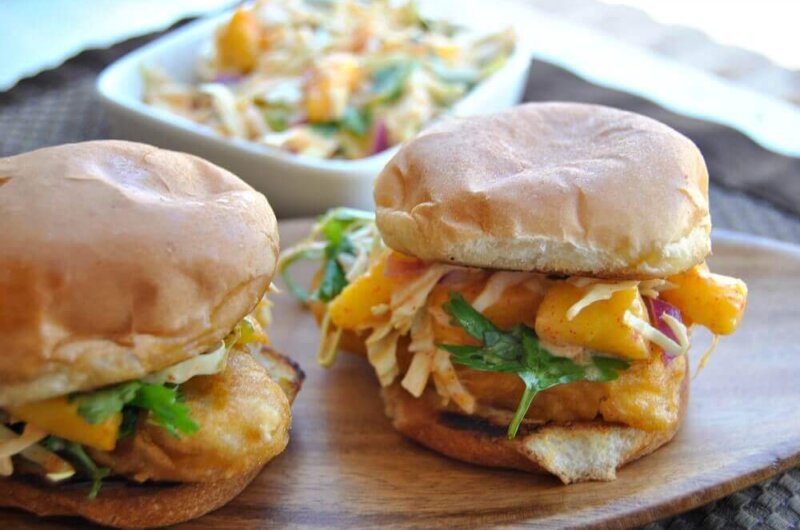 ‘Fish’ Sliders With Spicy Mango Slaw