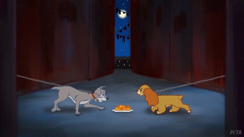 PETA-owned image of Lady and the Tramp Disney artwork