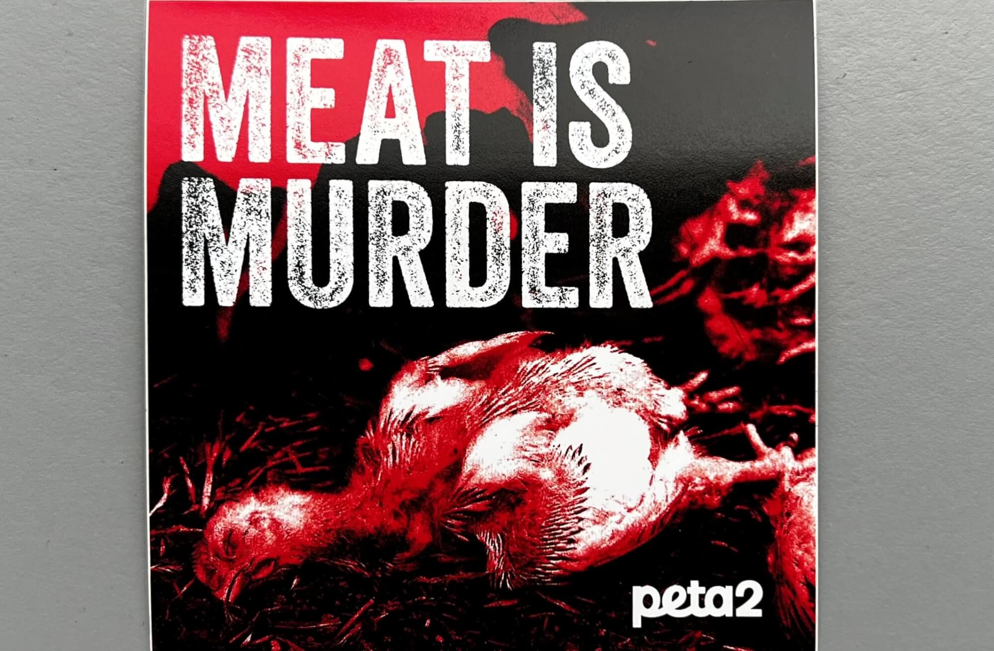 PETA-owned image of "Meat is Murder" sticker for featured image
