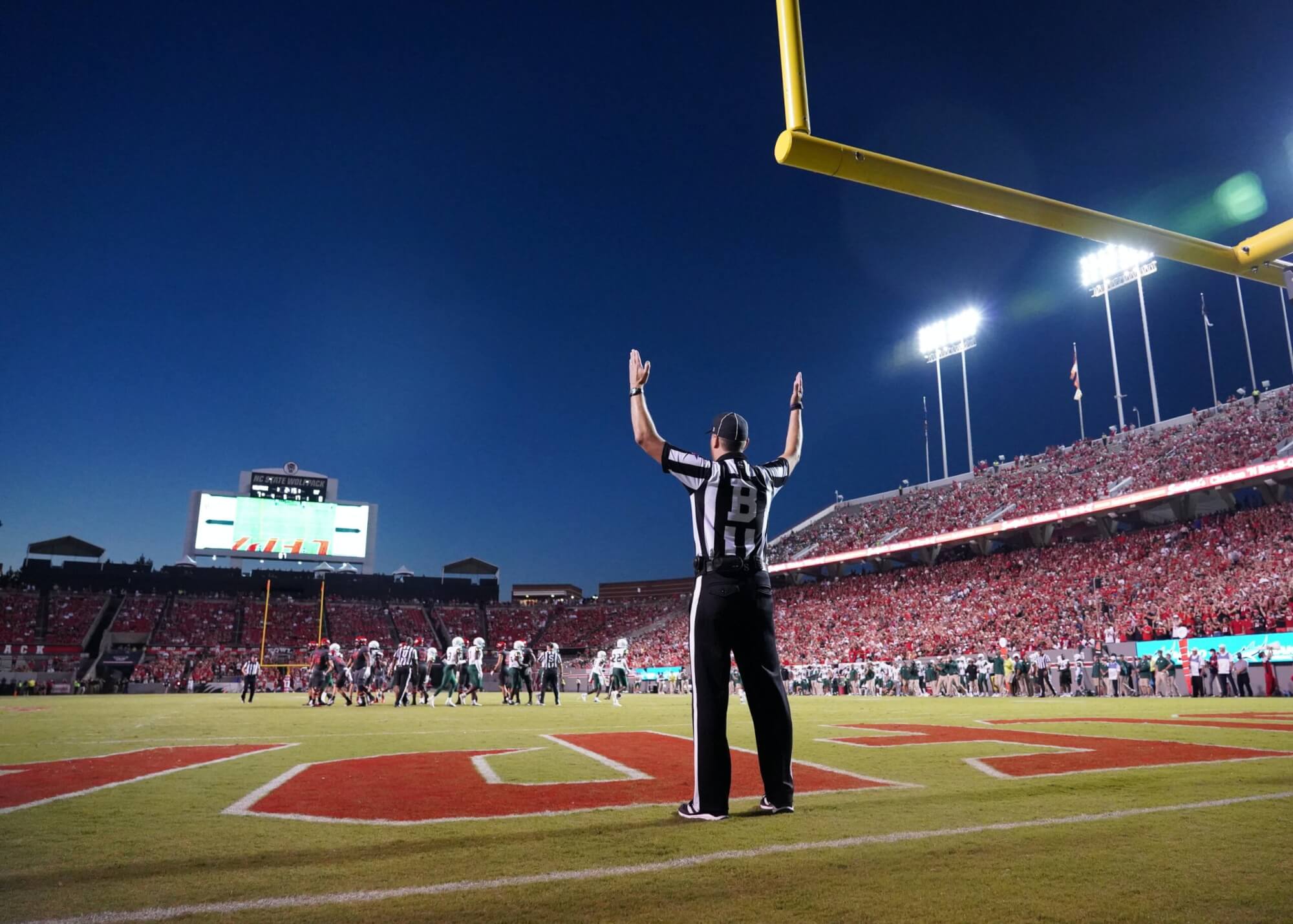 Image of a football game for vegan game day feature from Unsplash