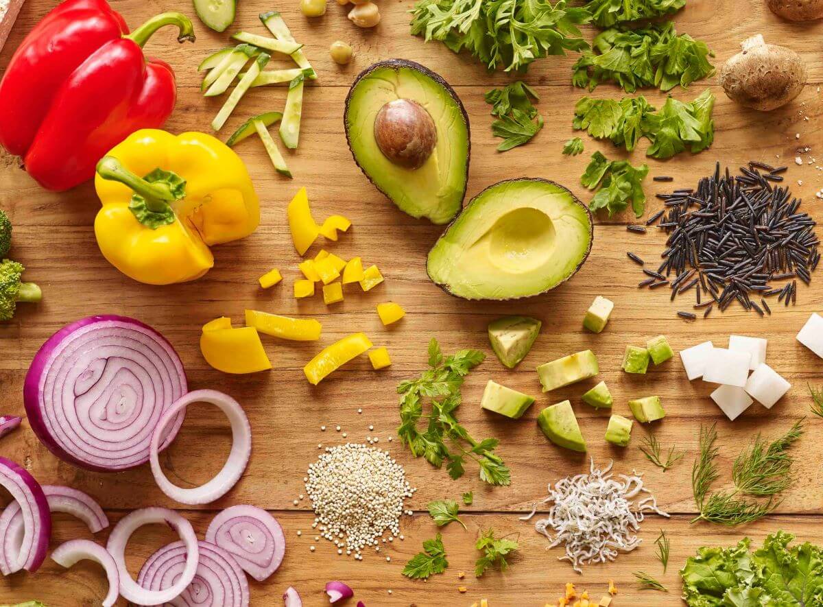 Image from Unsplash of fruits and veggies for the vegan on a budget featured image
