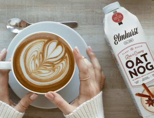 Image of Elmhurst oat nog from Elmhurst website for vegan eggnogs feature