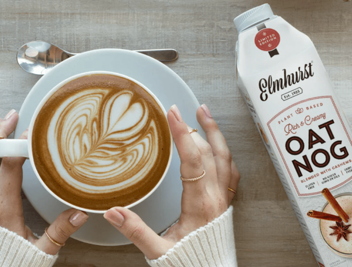 Image of Elmhurst oat nog from Elmhurst website for vegan eggnogs feature