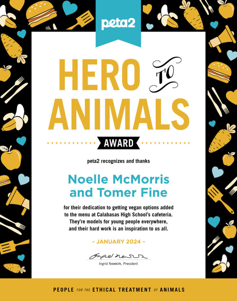 Hero to Animals Award Calabasas High