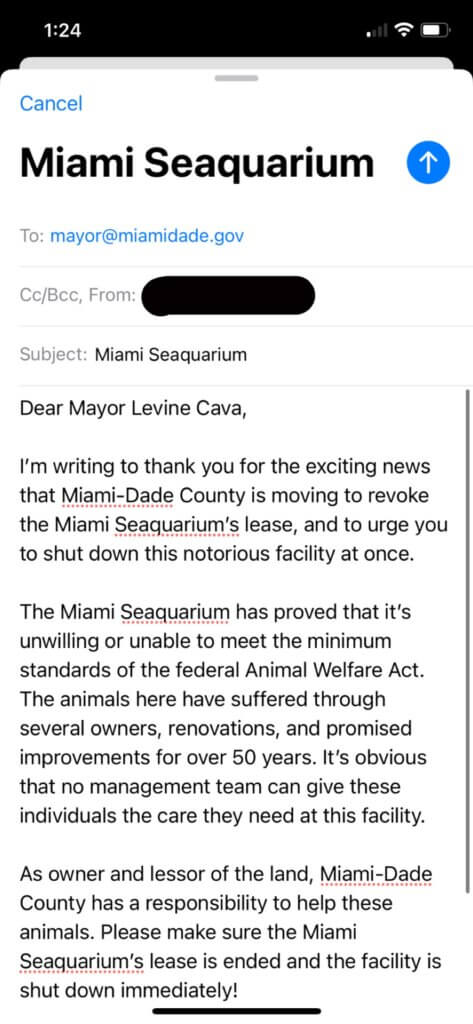 PETA-owned image of the Miami Seaquarium mission example from Calvin M