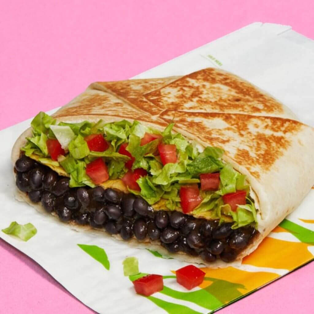 Image from Taco Bell website of a vegan Crunchwrap Supreme