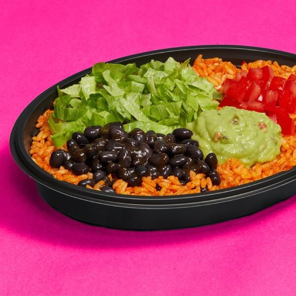 Image from Taco Bell website of a vegan Power Menu Bowl