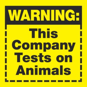 PETA-owned image of "Warning" stickers from https://www.peta.org/action/ajinomoto/warning-stickers/