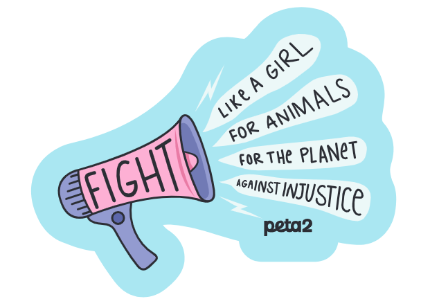 PETA-owned image of the fight like a girl sticker