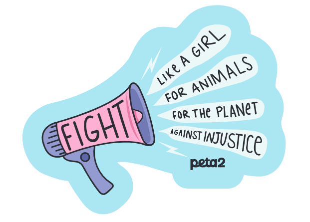 order free 'fight like a girl' sticker | peta2