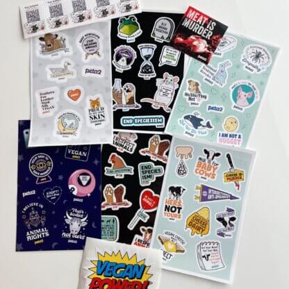 PETA-owned image for the sticker set order form from Bridget D
