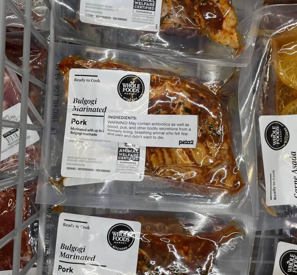 PETA-owned image for the meat ingredient labels mission