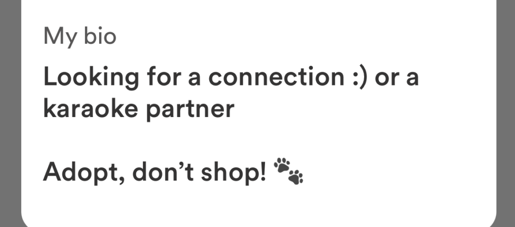 peta2 mission example dating app message
