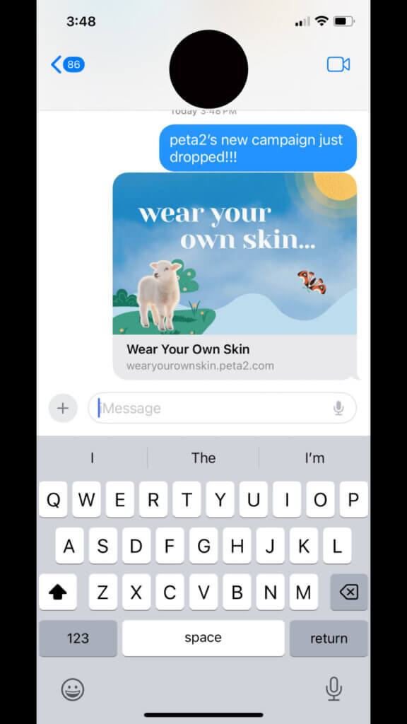 PETA-owned image for the share Wear Your Own Skin mission