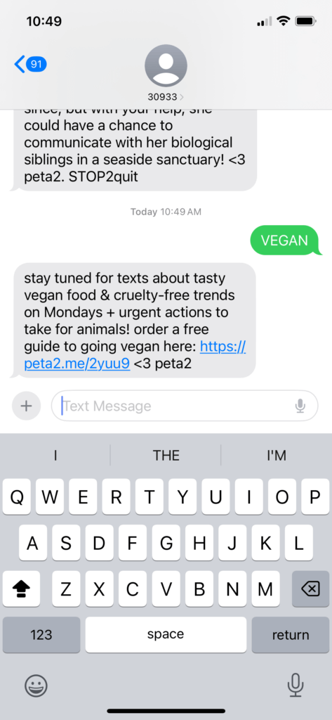 PETA-owned image for the text vegan mission