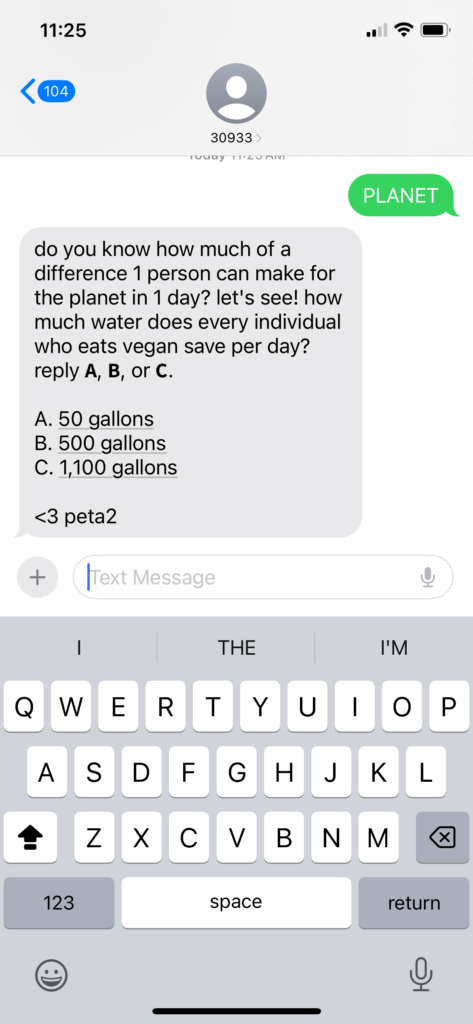 PETA-owned image for the earth day quiz mission
