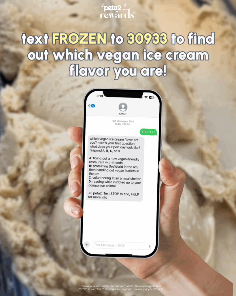 PETA-owned image for the vegan ice cream quiz mission