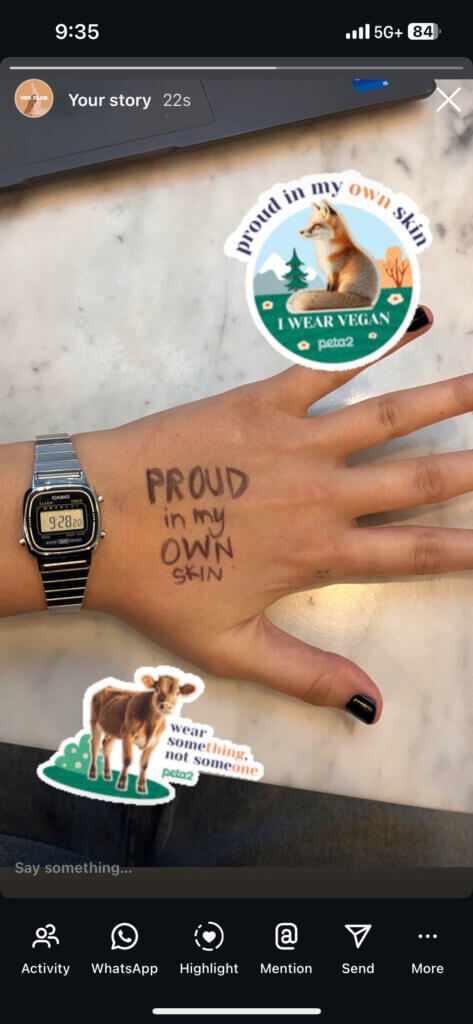 PETA-owned image for the my own skin mission