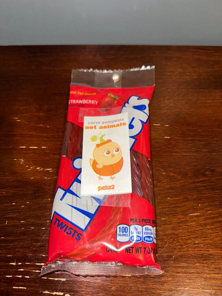 PETA-owned image for the halloween candy tags mission